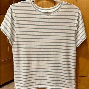 Vince Blue and White Striped Short Sleeve Tee